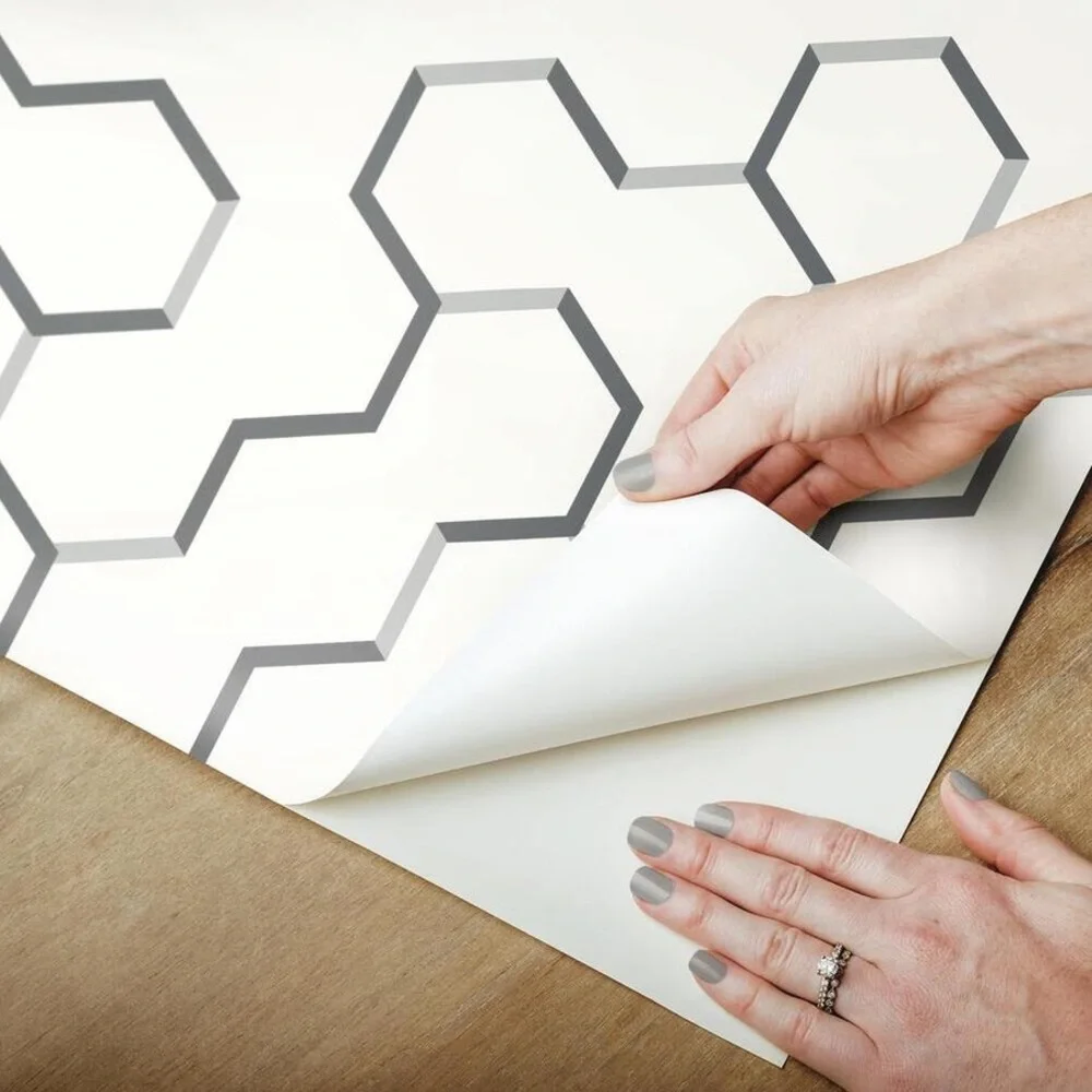 RoomMates Modern Geometric Peel and Stick Wallpaper Decor in Gray NWT